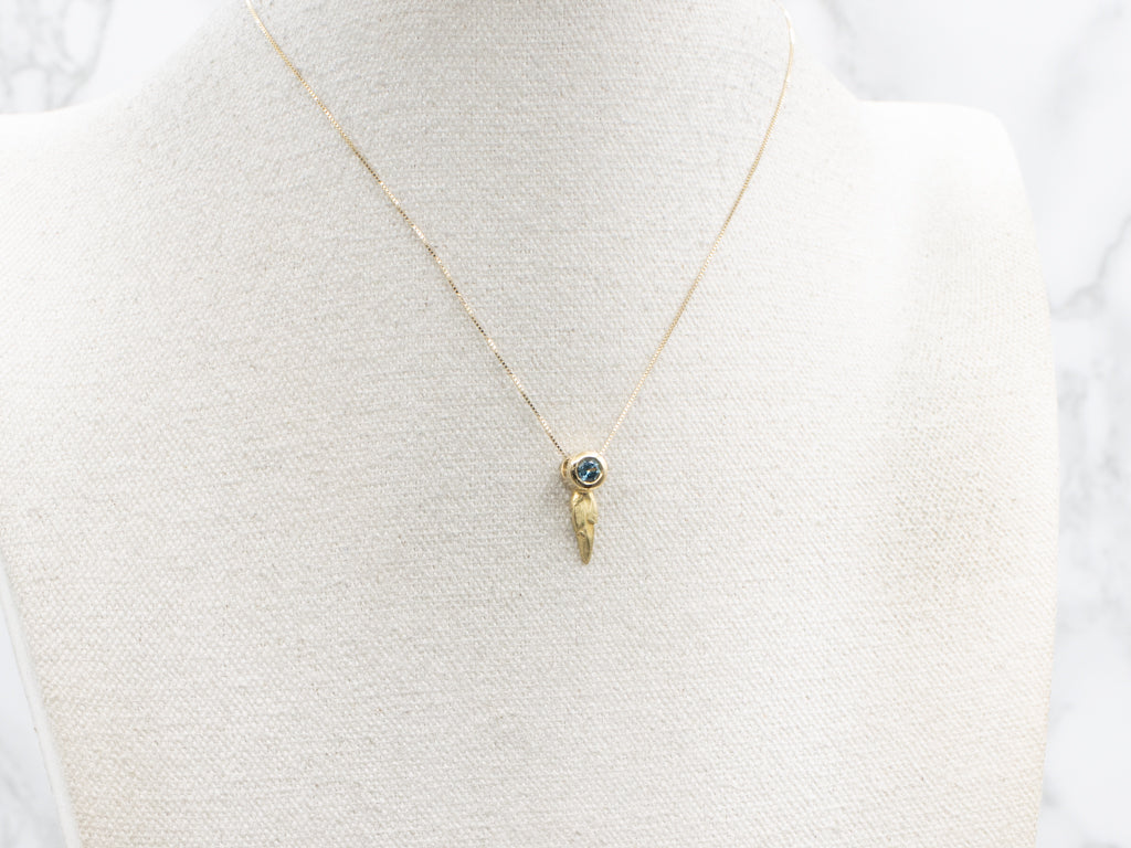 Bezel-Set Sapphire 18-Karat Yellow Gold Slide Pendant