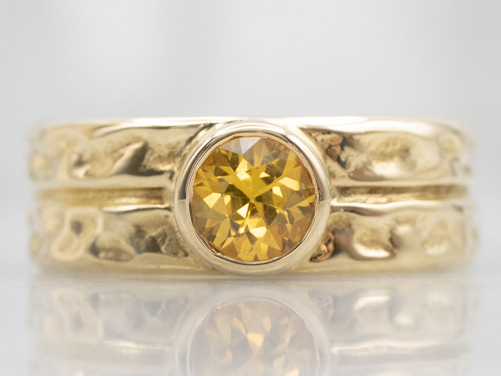 Designer Koplewitz Bezel-Set Yellow Sapphire Solitaire Ring