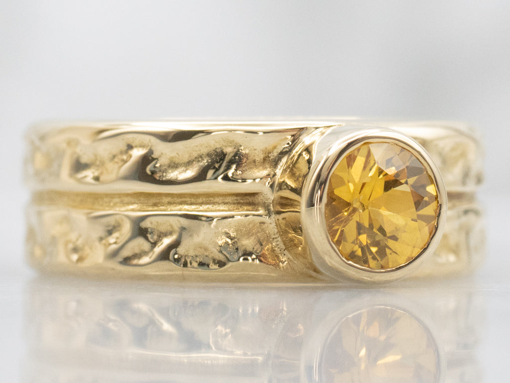Designer Koplewitz Bezel-Set Yellow Sapphire Solitaire Ring