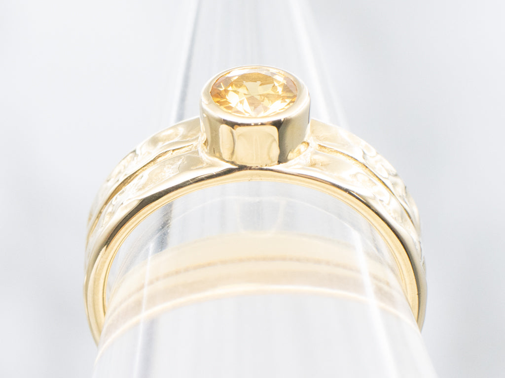 Designer Koplewitz Bezel-Set Yellow Sapphire Solitaire Ring