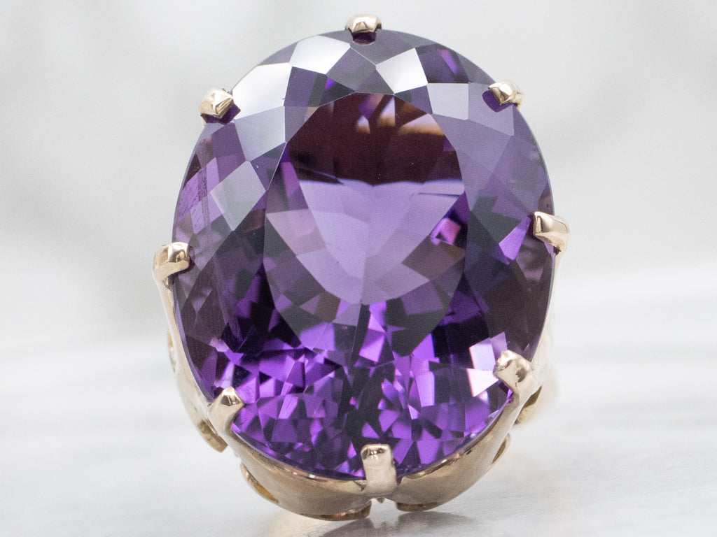 Yellow Gold Vintage Amethyst Cocktail Ring