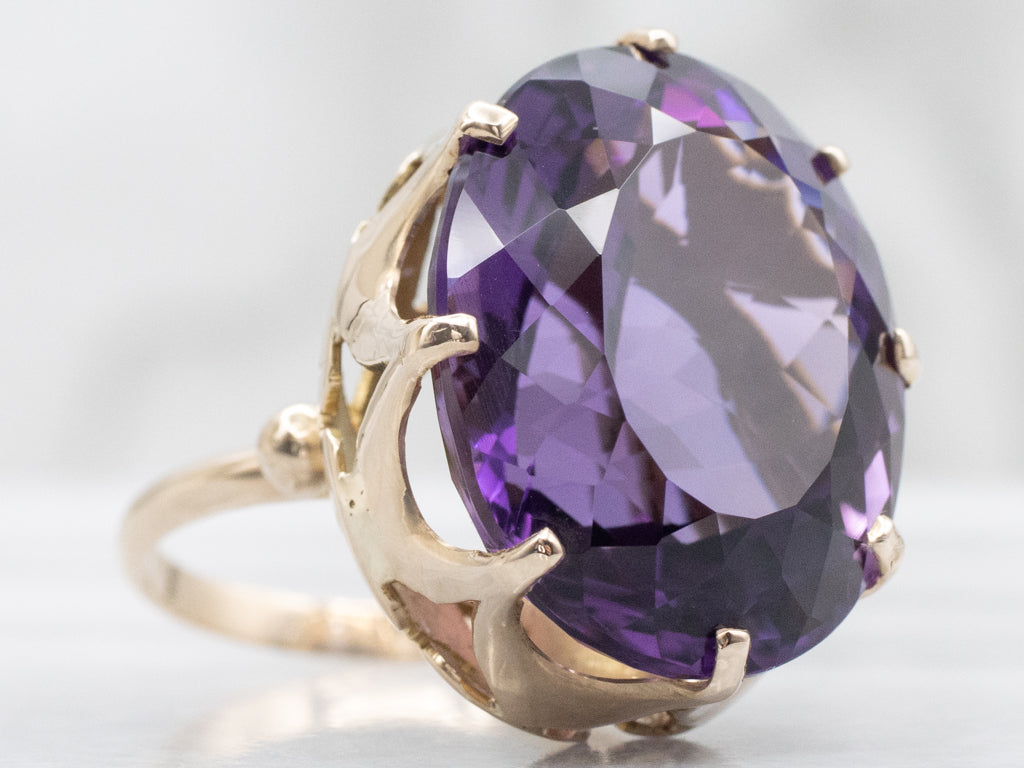 Yellow Gold Vintage Amethyst Cocktail Ring