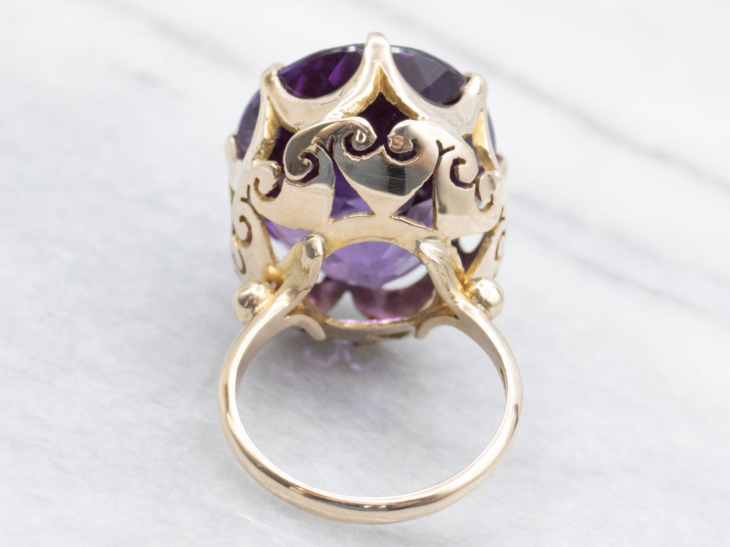 Yellow Gold Vintage Amethyst Cocktail Ring
