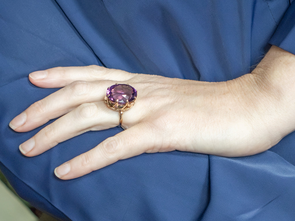 Yellow Gold Vintage Amethyst Cocktail Ring