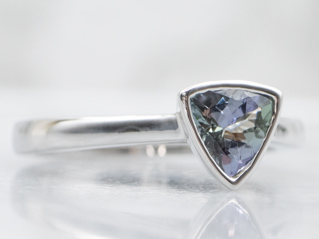 Modern Gold Trillion-Cut Tanzanite Solitaire Ring
