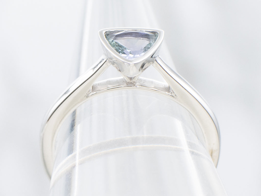 Modern Gold Trillion-Cut Tanzanite Solitaire Ring