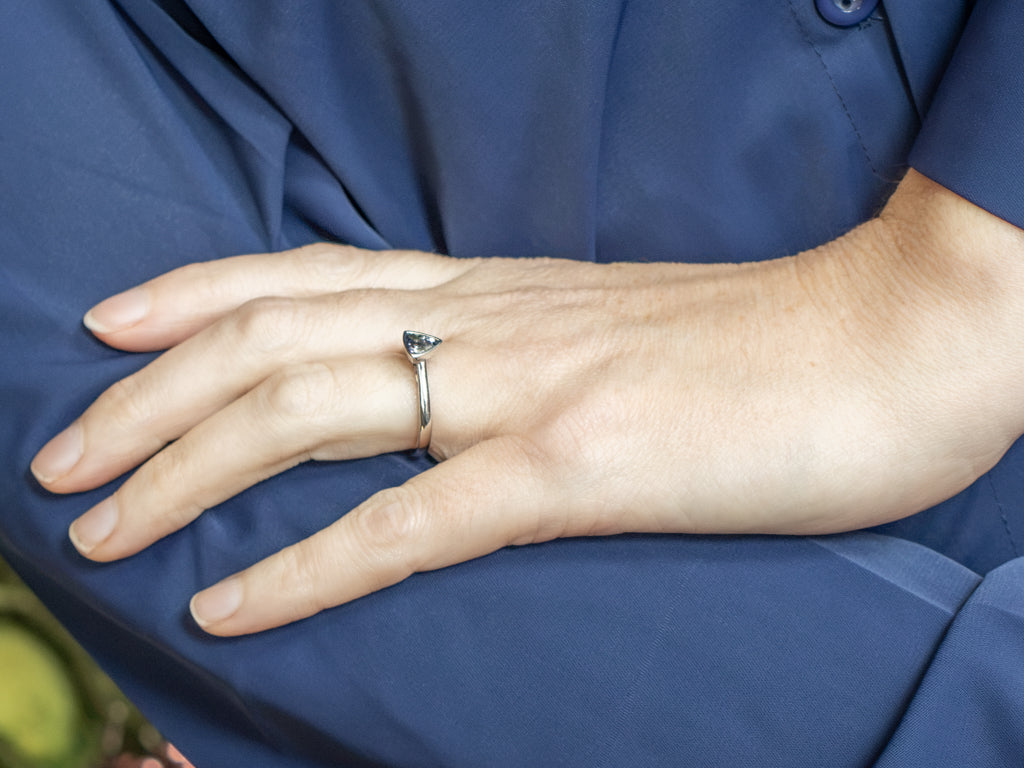 Modern Gold Trillion-Cut Tanzanite Solitaire Ring