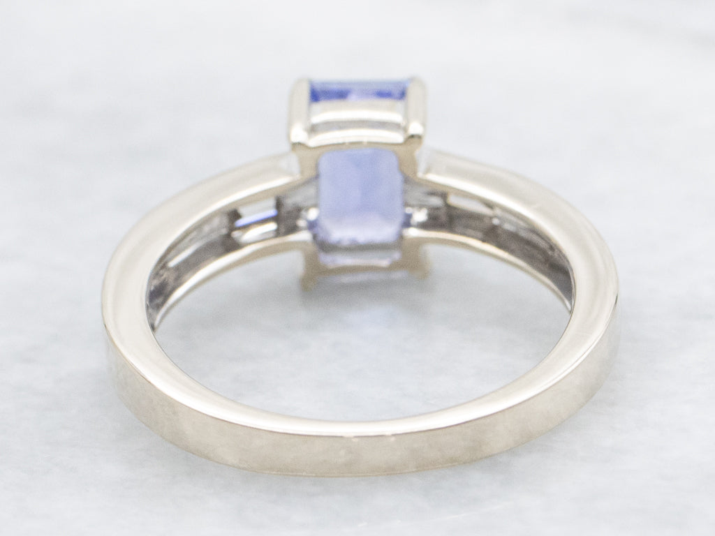 Sleek Gold Tanzanite and Diamond Ring