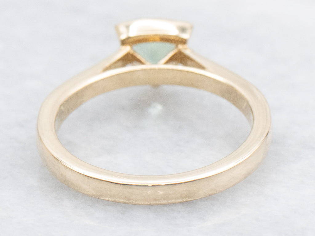 Bezel-Set Modern Gold Trillion-Cut Tanzanite Solitaire Ring