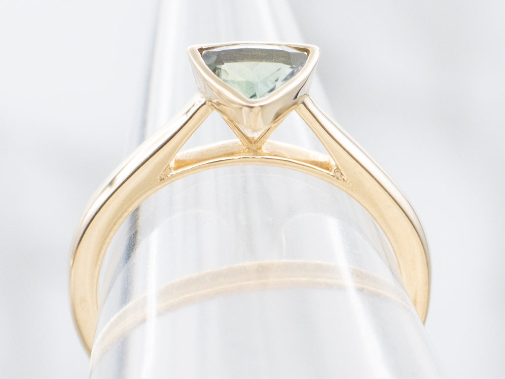 Bezel-Set Modern Gold Trillion-Cut Tanzanite Solitaire Ring