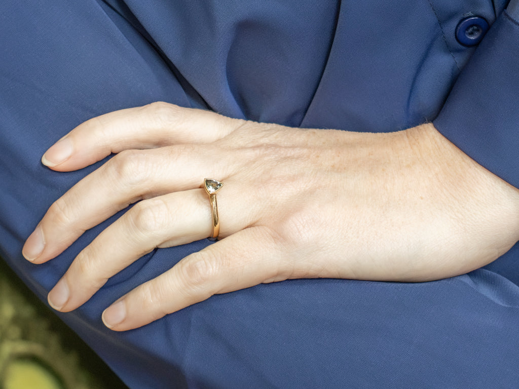Bezel-Set Modern Gold Trillion-Cut Tanzanite Solitaire Ring