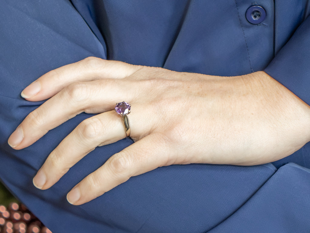 White Gold Amethyst Gemstone Solitaire Ring