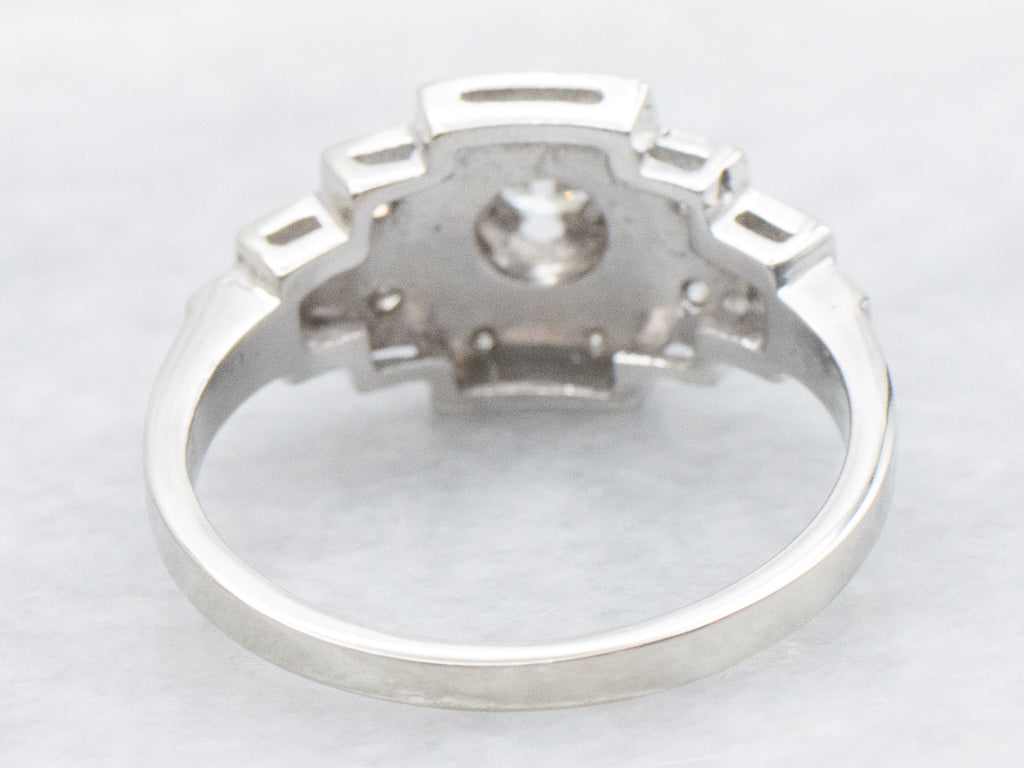 European-Cut Diamond Late Art Deco Era Engagement Ring
