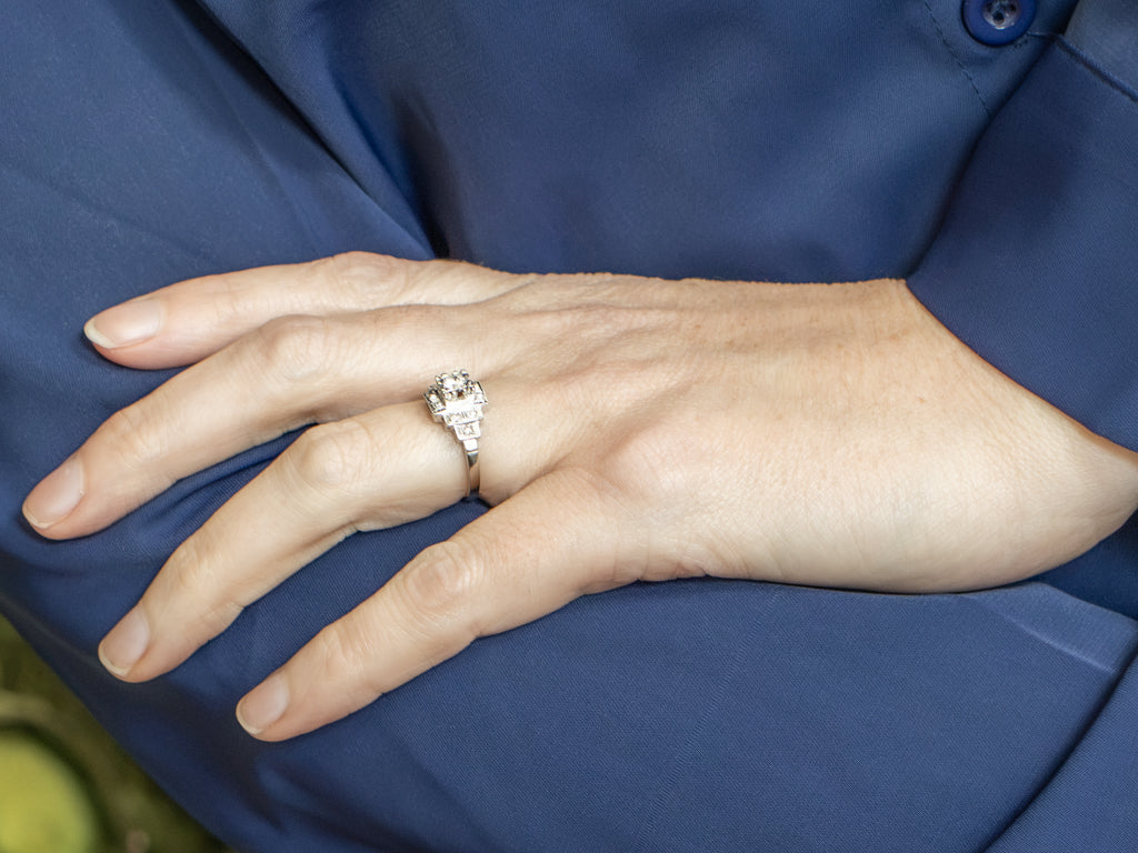 European-Cut Diamond Late Art Deco Era Engagement Ring
