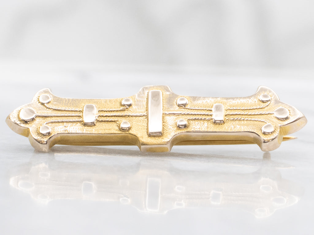 Antique Bloomed Gold Etruscan Revival Brooch