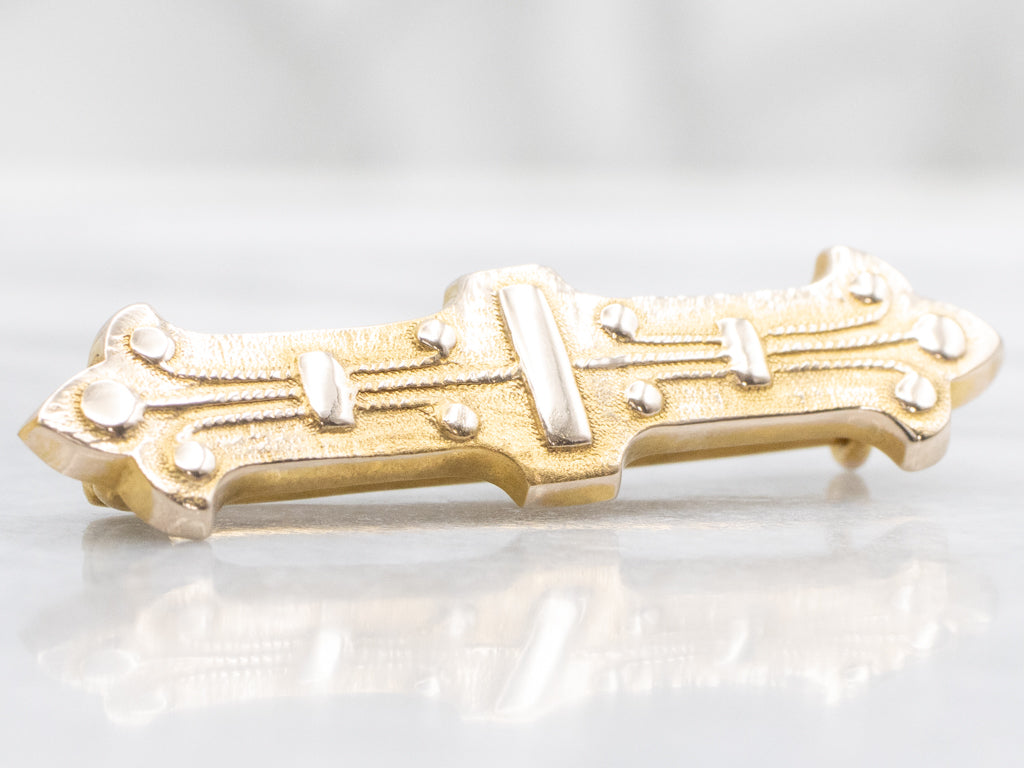 Antique Bloomed Gold Etruscan Revival Brooch
