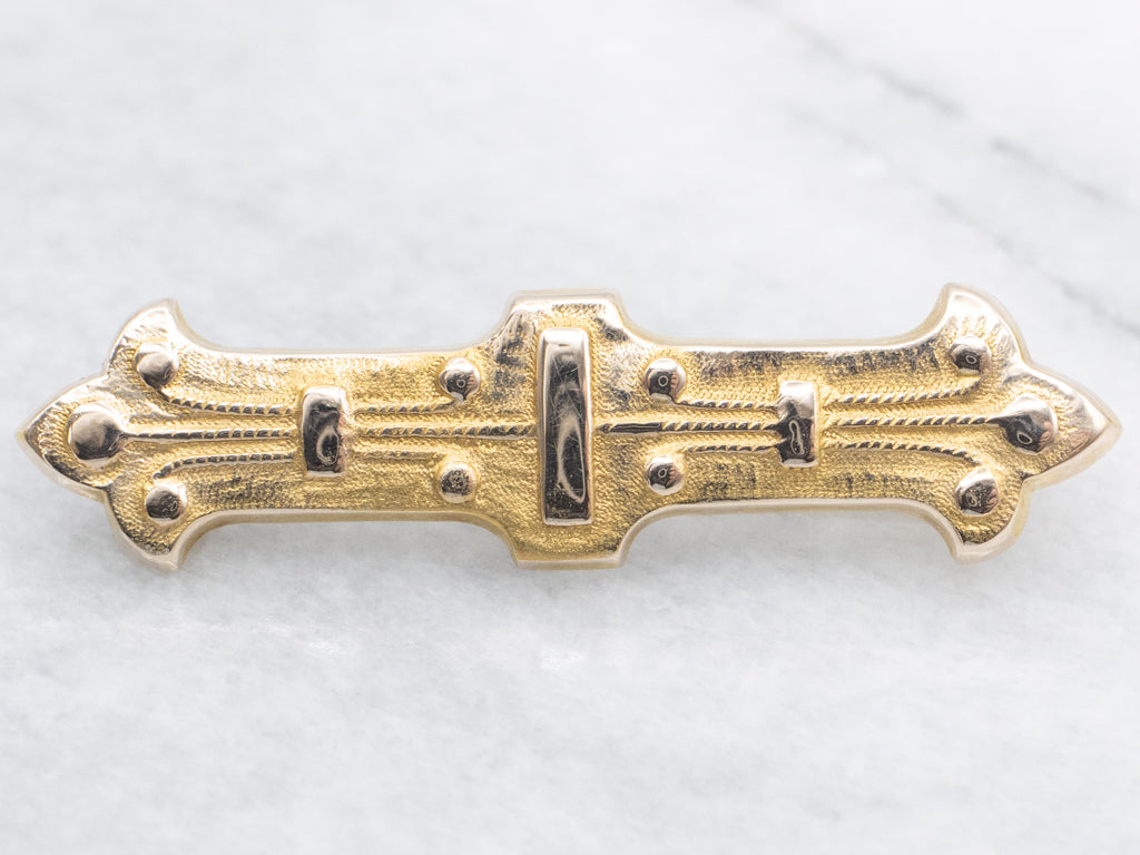 Antique Bloomed Gold Etruscan Revival Brooch