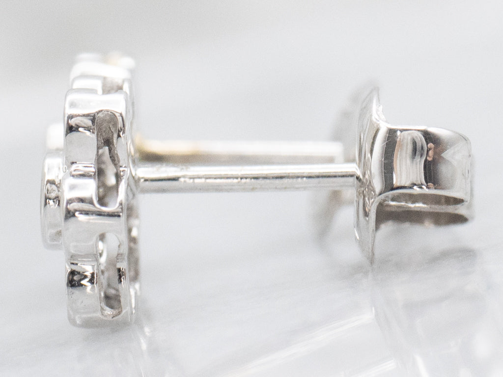 Floral Diamond Cluster Stud Earrings