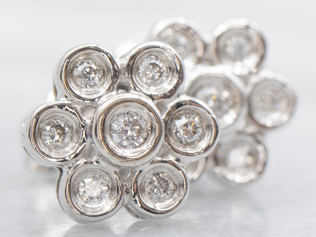 Floral Diamond Cluster Stud Earrings