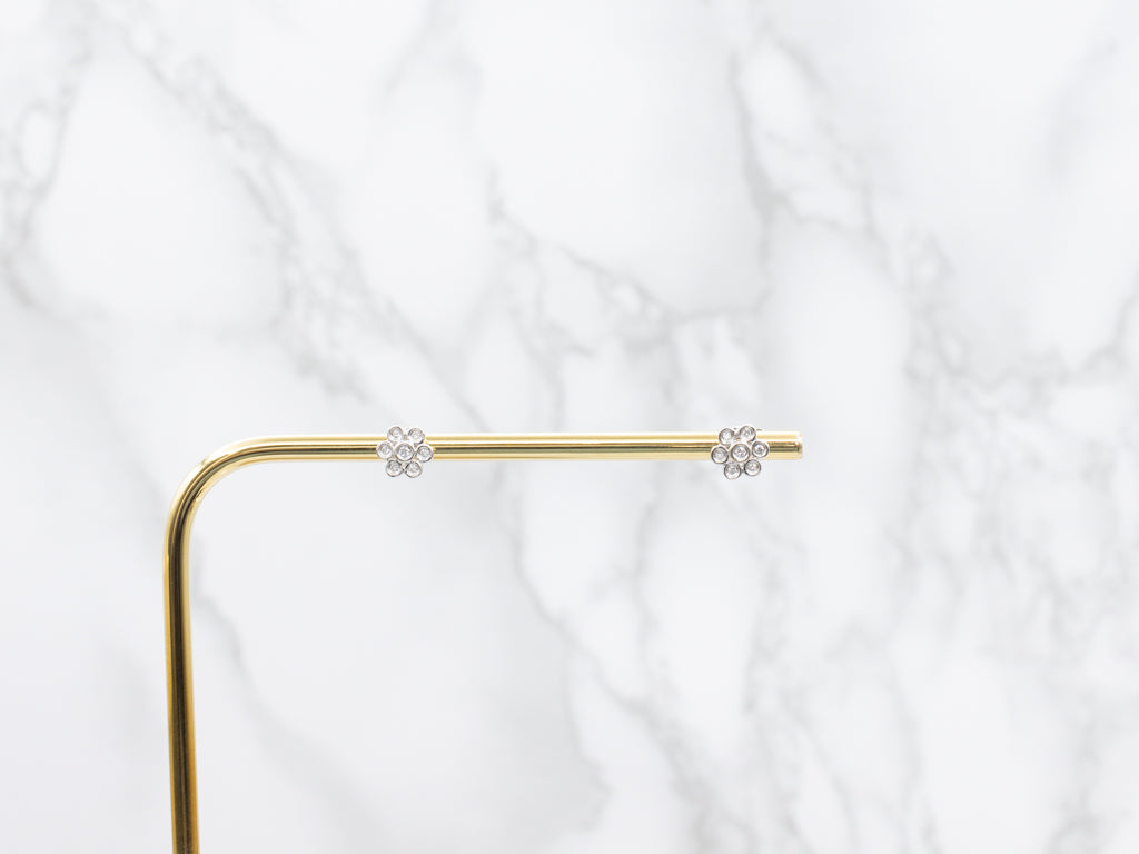 Floral Diamond Cluster Stud Earrings