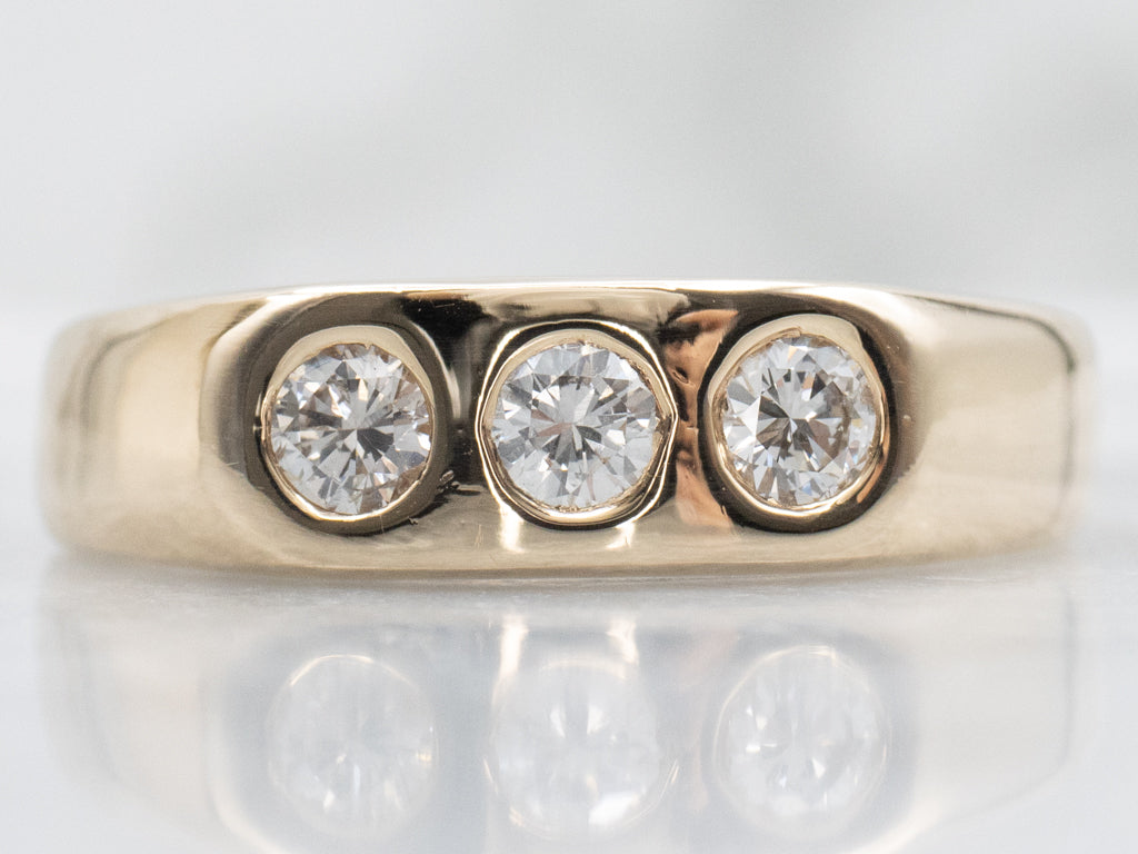 Men's Flush Set Triple Diamond Band