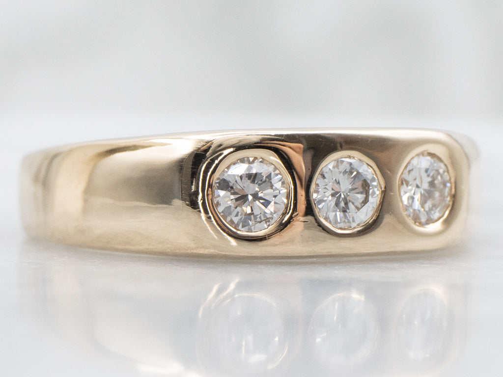 Men's Flush Set Triple Diamond Band