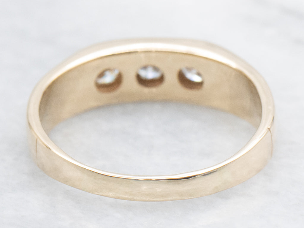 Men's Flush Set Triple Diamond Band