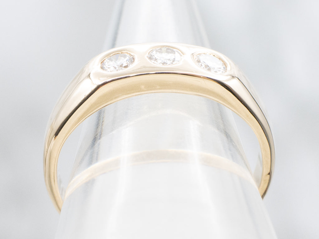 Men's Flush Set Triple Diamond Band