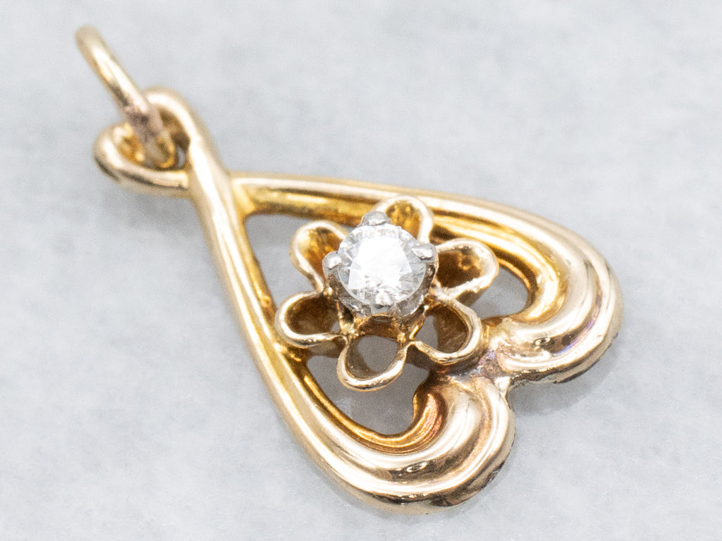 Antique Buttercup-Set Diamond Stickpin Conversion Pendant