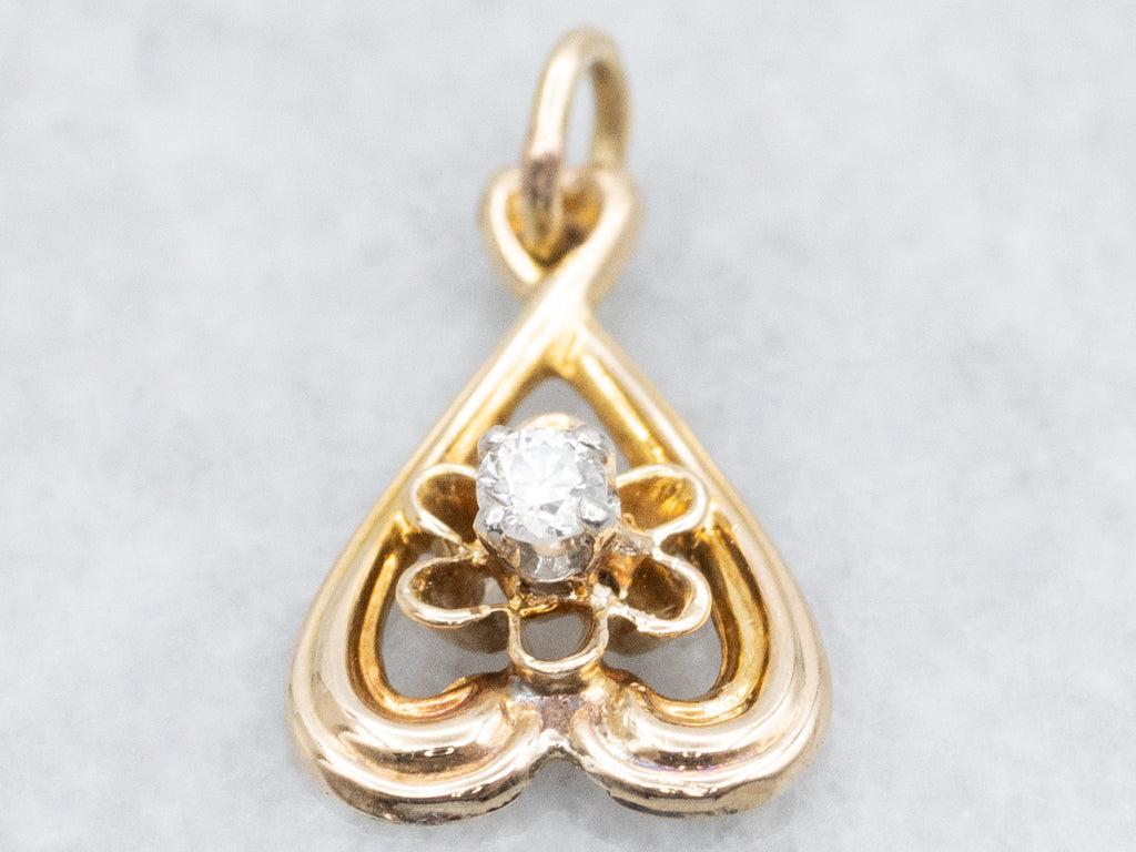Antique Buttercup-Set Diamond Stickpin Conversion Pendant