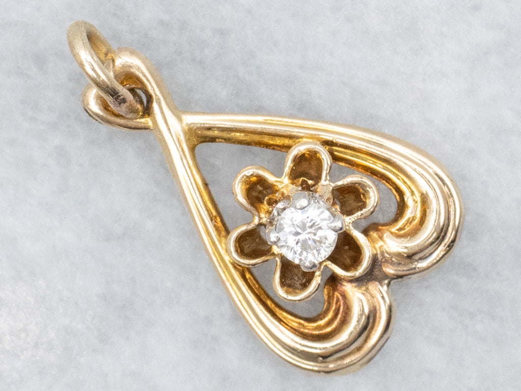 Antique Buttercup-Set Diamond Stickpin Conversion Pendant