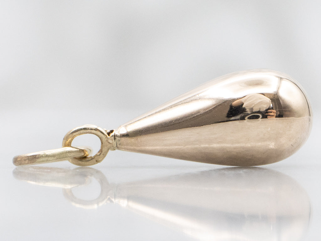 Polished Gold Puffy Teardrop Pendant