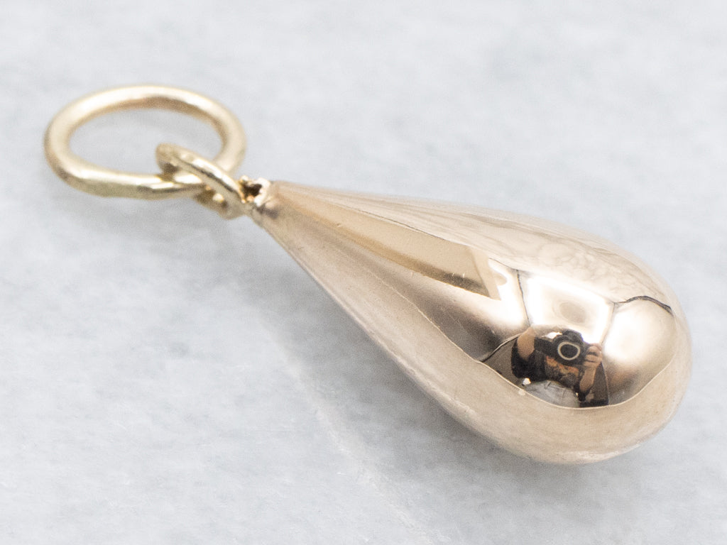 Polished Gold Puffy Teardrop Pendant