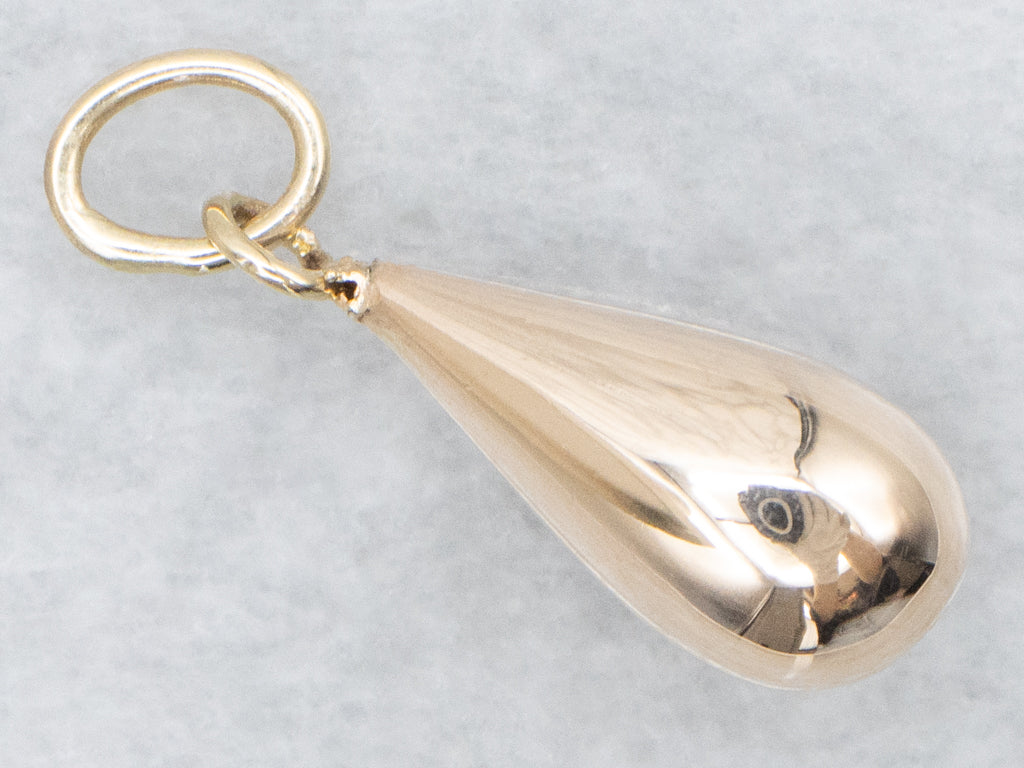 Polished Gold Puffy Teardrop Pendant