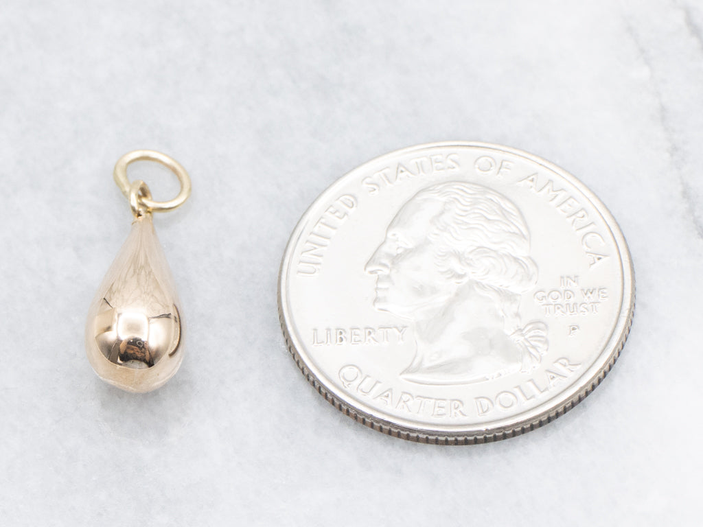 Polished Gold Puffy Teardrop Pendant
