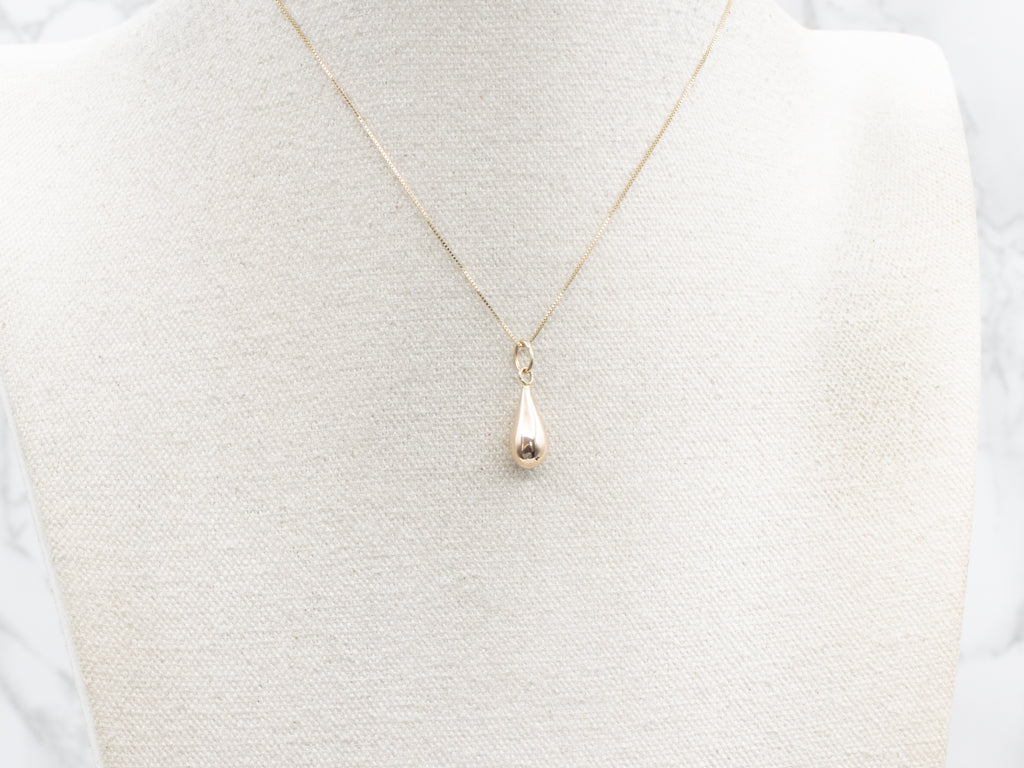 Polished Gold Puffy Teardrop Pendant