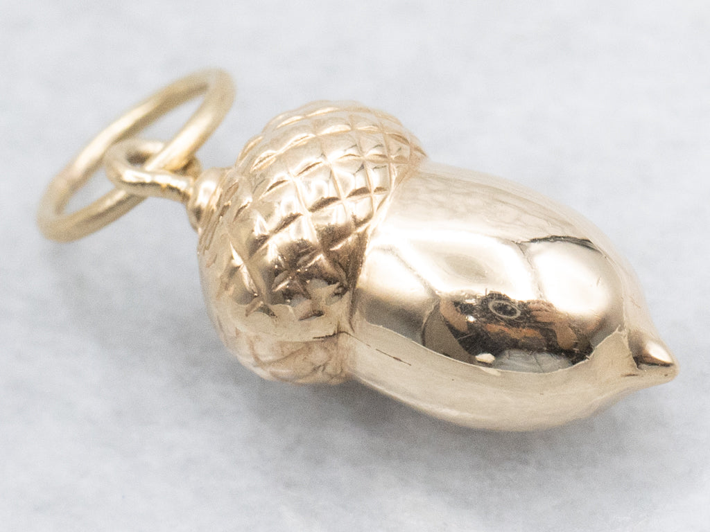 Antique Gold Acorn Charm Pendant