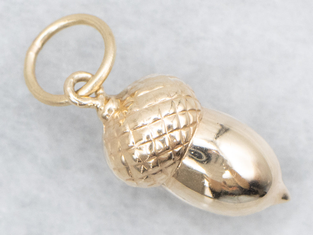 Antique Gold Acorn Charm Pendant