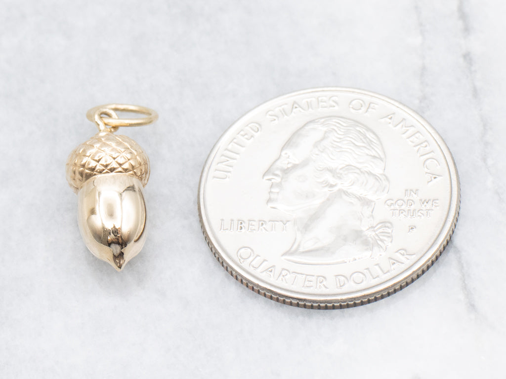 Antique Gold Acorn Charm Pendant