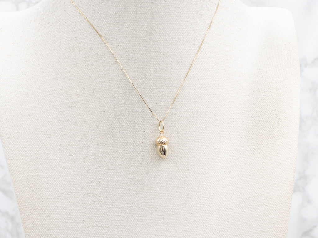 Antique Gold Acorn Charm Pendant