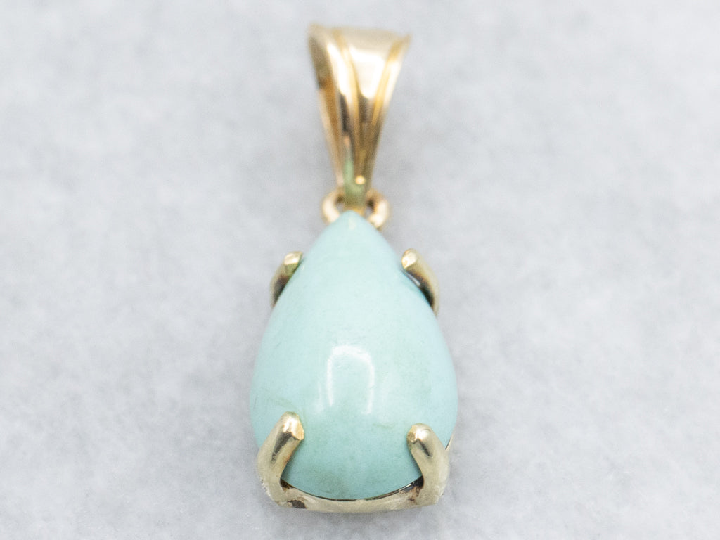 Teardrop Turquoise Yellow Gold Pendant