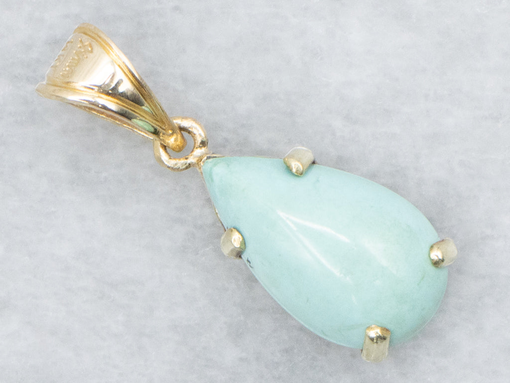 Teardrop Turquoise Yellow Gold Pendant