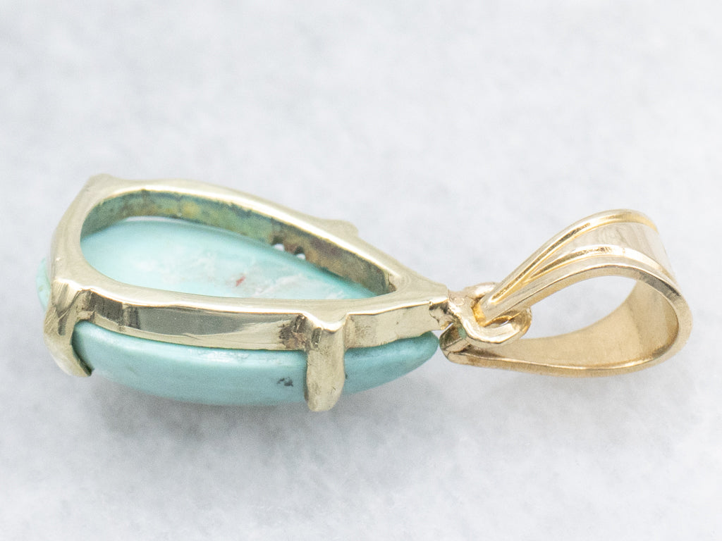 Teardrop Turquoise Yellow Gold Pendant