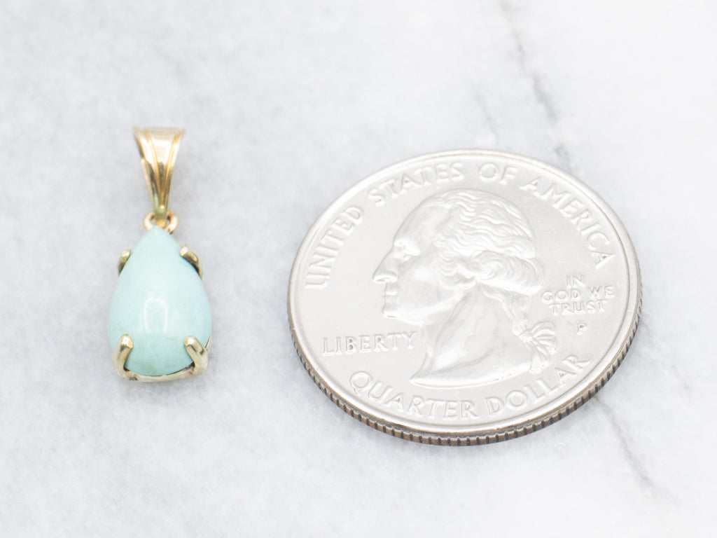 Teardrop Turquoise Yellow Gold Pendant