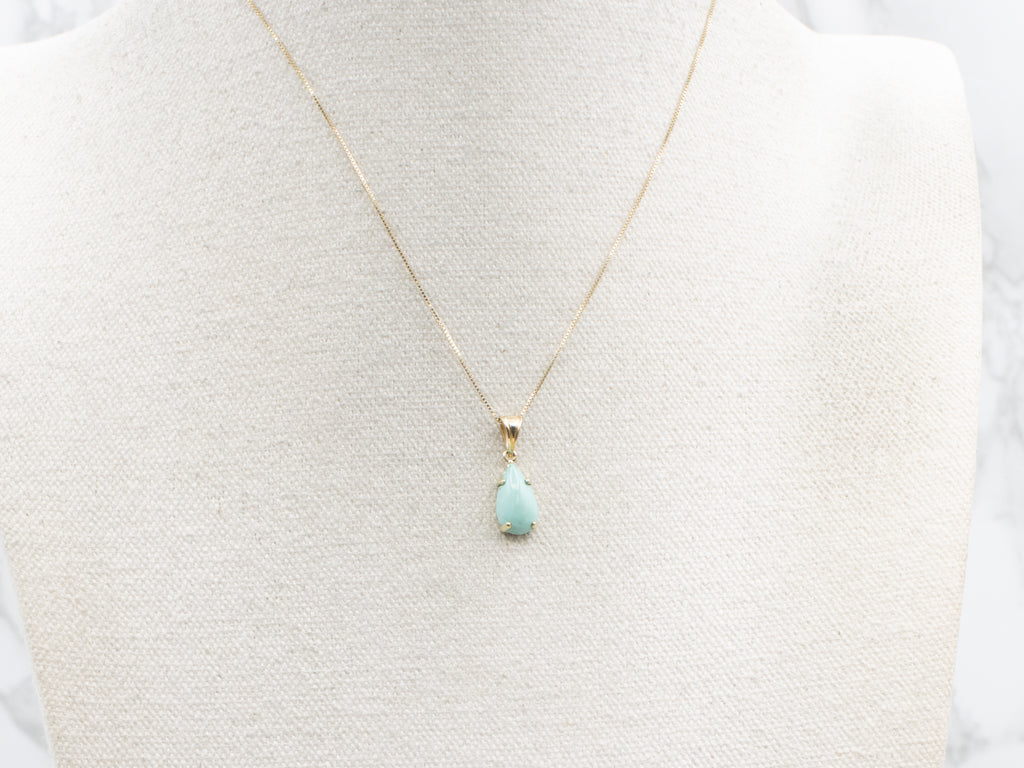 Teardrop Turquoise Yellow Gold Pendant