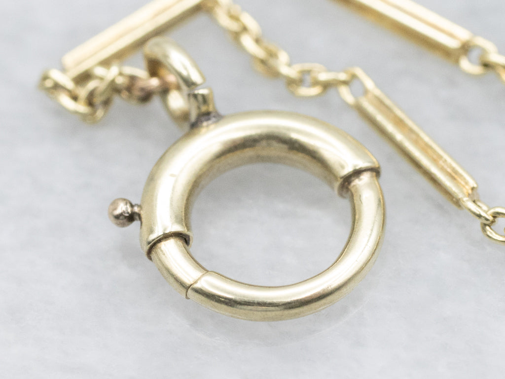 Vintage Gold Bar Link and Cable Link Lariat Chain