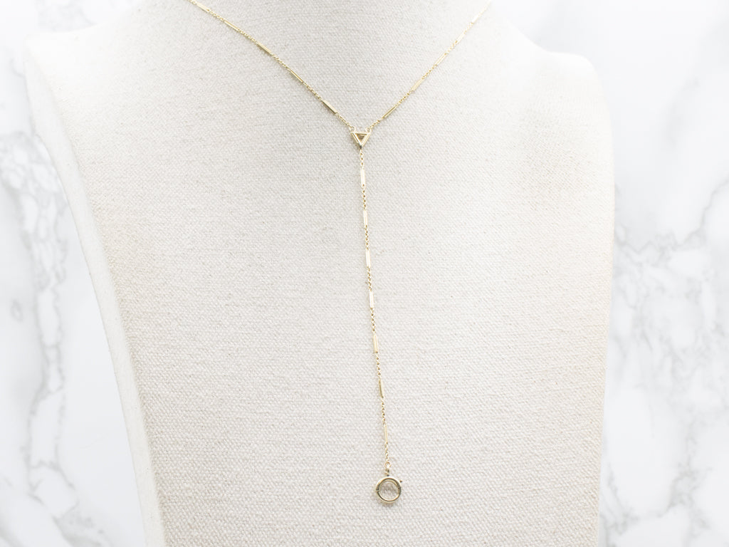 Vintage Gold Bar Link and Cable Link Lariat Chain