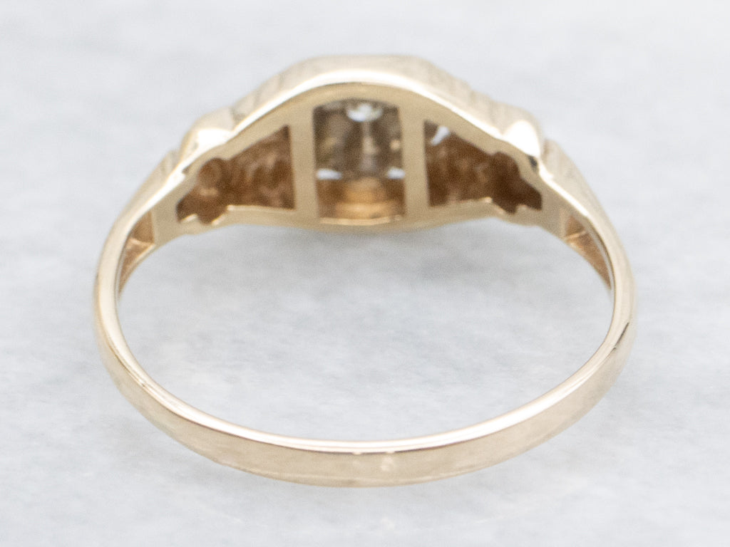 Late Art Deco 1930s Diamond Two-Tone Engagement Ring