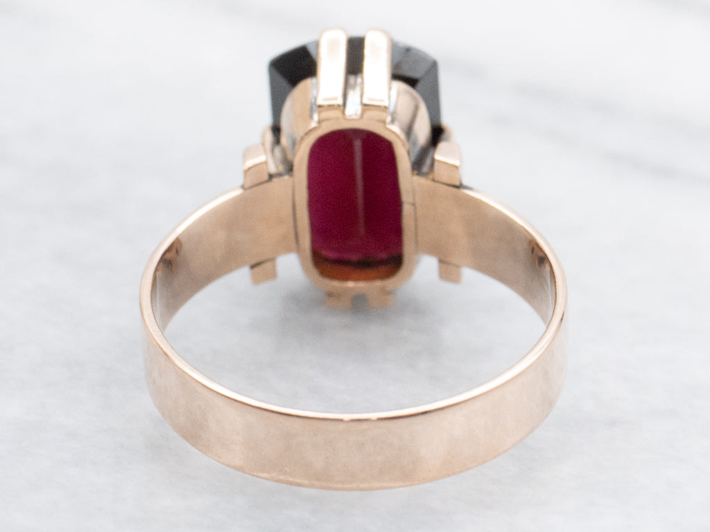 Victorian Era Rose Gold Garnet Solitaire Ring