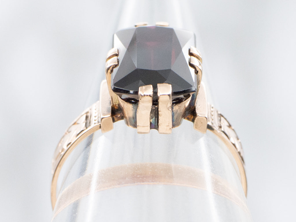 Victorian Era Rose Gold Garnet Solitaire Ring
